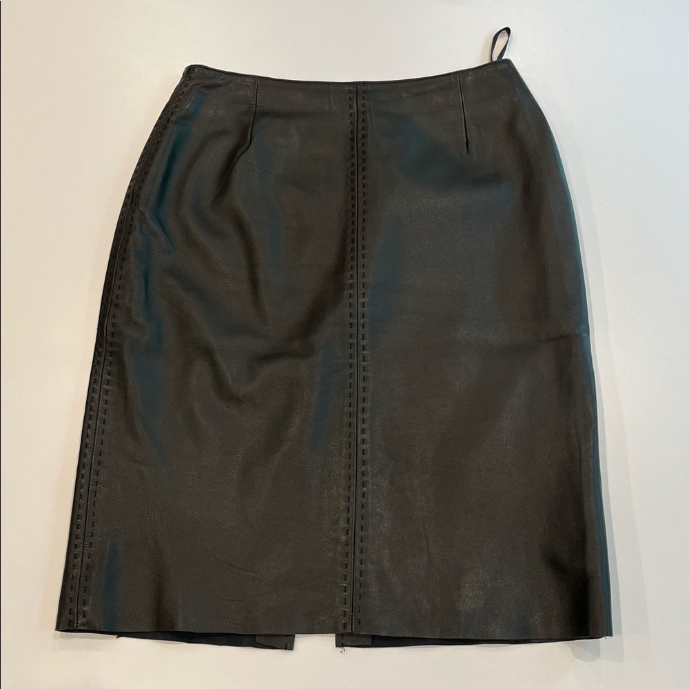 Casual Corner Genuine Black Leather Skirt, Size 4
